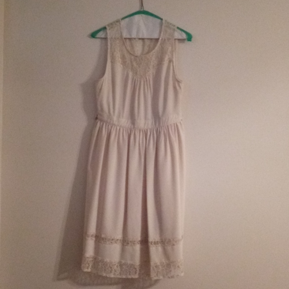 Cream (Off-White) dress with gold lace